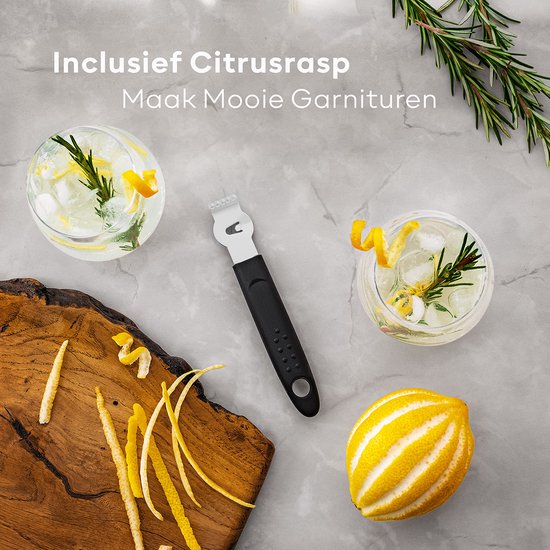 BarDeluxe® Cocktail Set - 12-teilig - Cocktail Shaker 750 ml - Edelstahl - Inklusive luxuriöser Geschenkbox - Aufbewahrungstasche & Rezeptbuch - Weiß