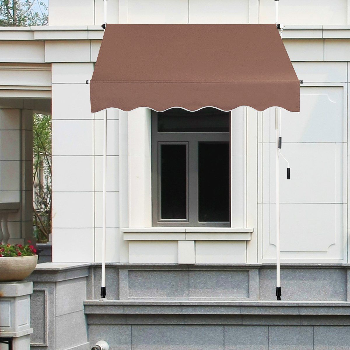 Coast Klemmarkies 150 cm – Ausziehbare Markise – Höhenverstellbar – UV-beständig – Kaffeebraun
