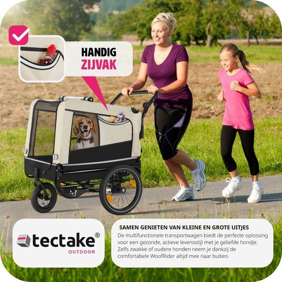 tectake - Dog WoofRider Fahrradanhänger - beige - zusammenklappbar, bis zu 40 kg - Hundebuggy Hundekinderwagen - 404945