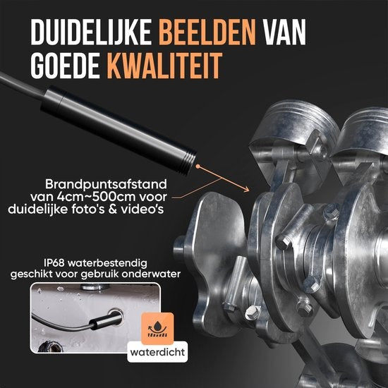Strex Inspectiecamera 10M - Android/IOS - IP68 Waterdicht - 1080P HD - LED Verlichting - Endoscoop - Inspectie Camera - Inspecteren Met Telefoon
