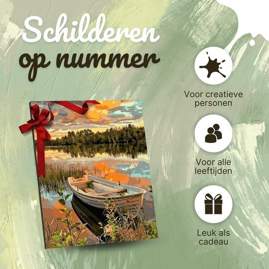 Rubye® Malen nach Zahlen Erwachsene - Boot auf dem See - 40x50cm
