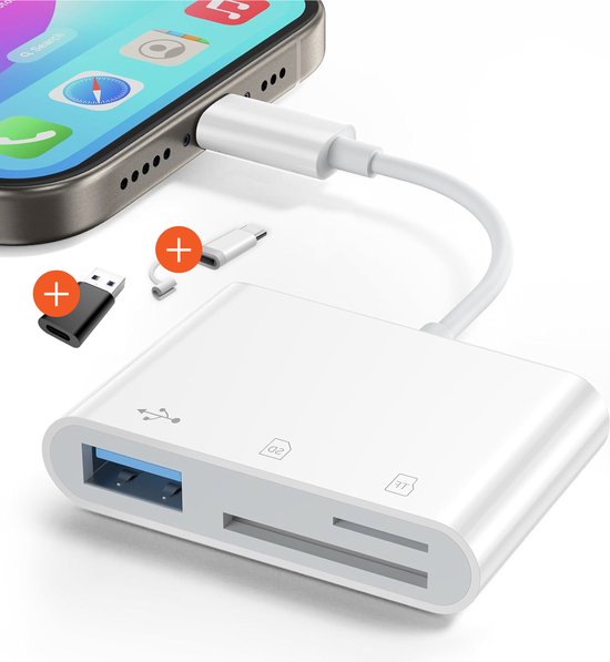 Skoov SD Kartenleser - Kartenleser für iPhone und USB-C - Micro SD und SD Kartenleser - Lightning Adapter - Speicherkartenleser - SD und Micro SD Leser - USB zu USB C