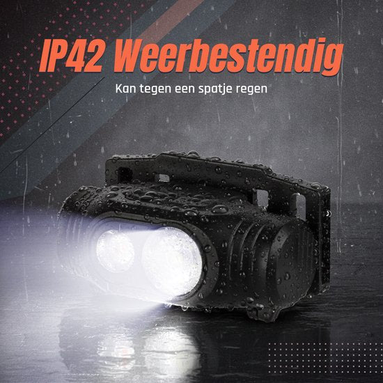 Ever Trex Ultra Light Stirnlampe LED Wiederaufladbar - Weißes und rotes Licht - 150Lumen - Neigbar - Laufen - Notfallpaket - Camping - Camper