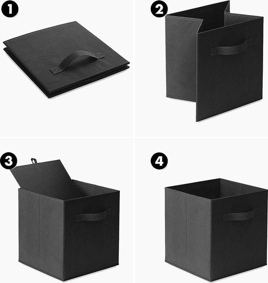 SWILIX® Multifunktionaler Aufbewahrungskorb / Aufbewahrungsbox - Schrankorganisator - 6 Stück - 20 L - Schwarz