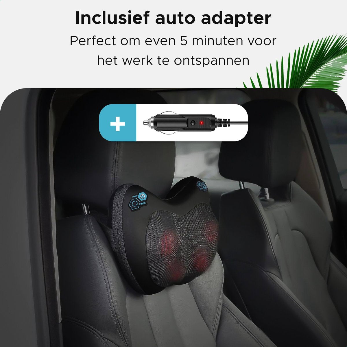 Qumax Massagekissen - Wärmefunktion - Elektrisches Shiatsu-Massagekissen - Für Haus und Auto - Schwarz