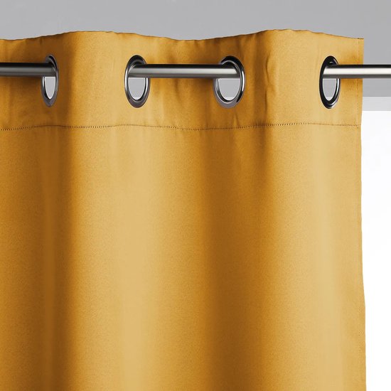 Atmosphera 2er-Set ockerfarbene Verdunkelungsvorhänge 135 x 240 cm – Fertig zum Aufhängen mit Ringen – Vorhänge – 2 Stück, ockerfarben