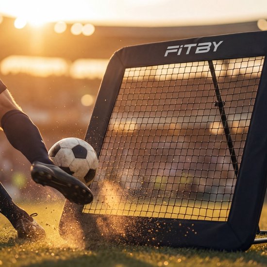 Fitby Fußballtrampolin - Trampolin - Trampolinwippe - Kickback - 100x100CM - Schwarz