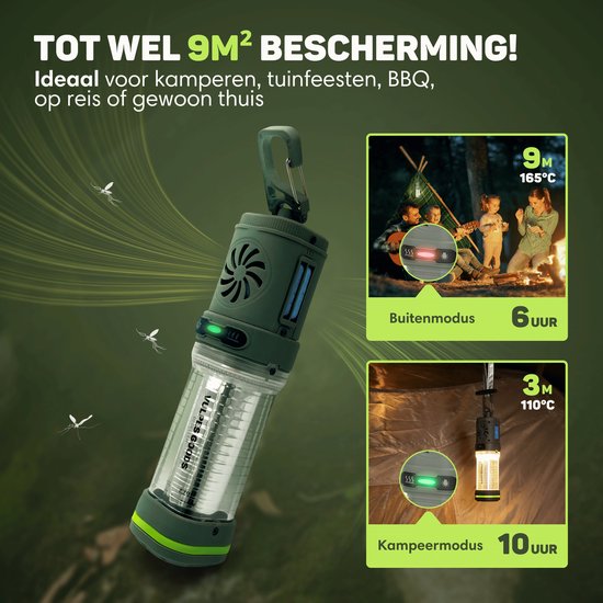 Vulpes Goods® Repeller - 3-in-1 Mückenvertreiber - Wiederaufladbare Mückenlampe, Powerbank & Licht - Für Reisen, Camping, Wandern - Innen & Außen - 400LM - Magnetisch - Inkl. 10 extra Duftpads