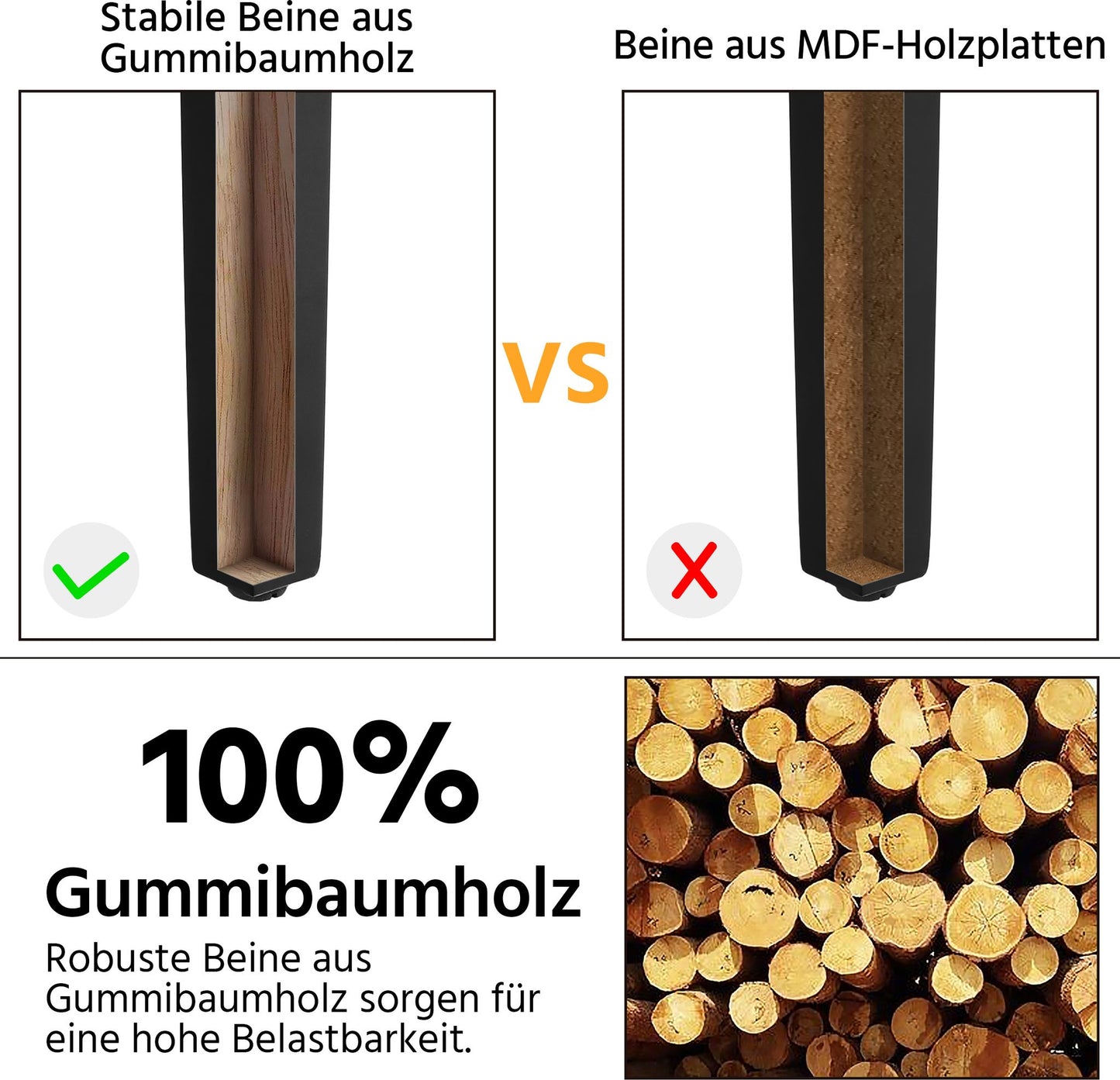 Yaheetech Esszimmerstühle, 2er-Set – Küchenstuhl mit hoher Rückenlehne – Beine aus Massivholz – 45,5 x 62 x 103 cm – Dunkelgrau