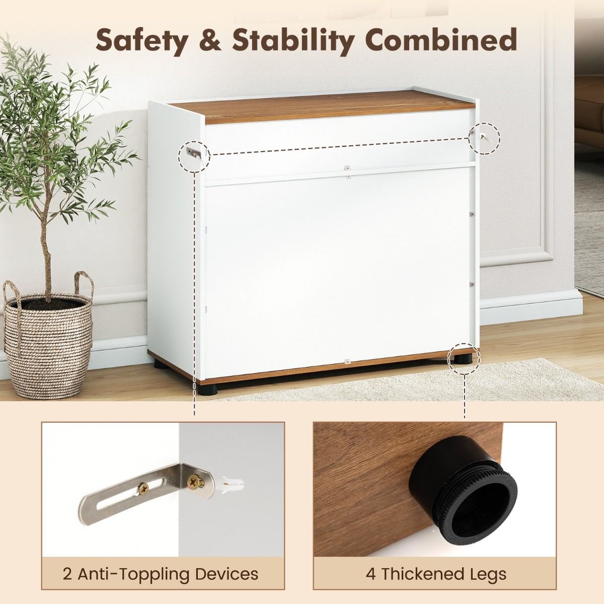 Coast Kommode mit Stauraum – Holzschrank mit einer Schublade und zwei Türen – schwarz/weiß – 80 x 35 x 70 cm