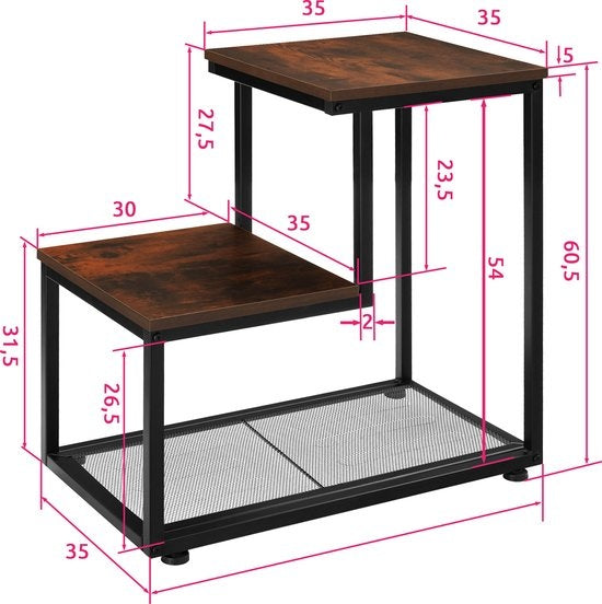 tectake - Beistelltisch Halifax - Couchtisch - Industrie dunkel - 404271