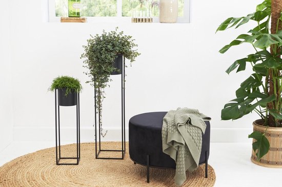Lifa Living Pflanzgefäß Violett - 2er Set - Metall - Schwarz- Indoor - ø20,5x76cm - ø15x55cm