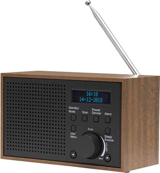 Denver DAB Radio - Retro-Radio - Küchenradio - Tragbares Radio - Batterien & Netz - DAB46 - Darkgrey