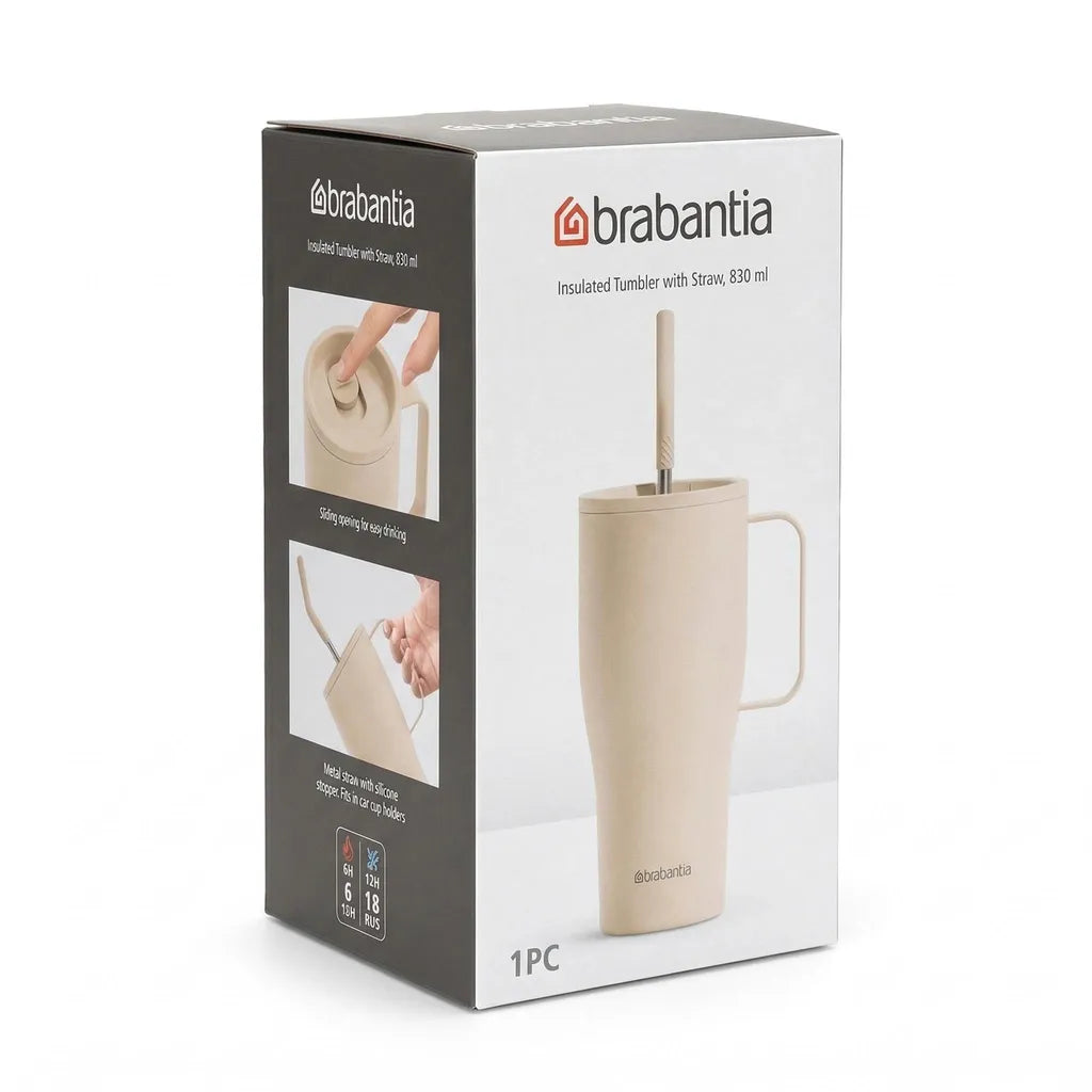Brabantia Thermobecher – Strohhalm – 830 ml – 6 Std./15 Std. – 20,4 x 13 cm