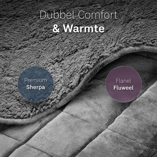 CozySense® Gewichtsdecke 9 kg - Gewichtsdecke - Gewichtsdecke - GLASS-Flow® Druckverteilung - 135x200 - Flanell Samt & Sherpa - Hypoallergen - Grau