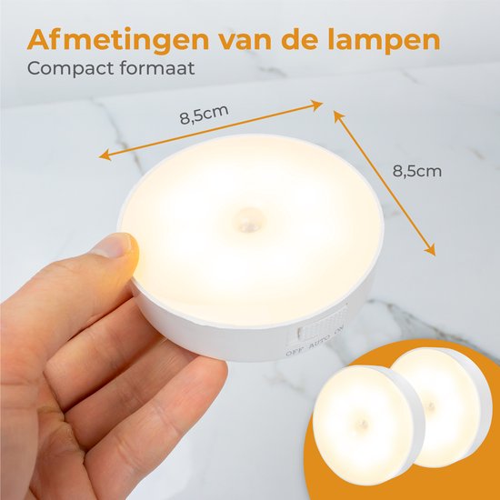 Nuvance - Kabellose Led-Leuchte - 2 Stück - Warmweißes Licht - Magnetisch - Tag- und Nachtsensor - Wiederaufladbar über USB - Schrankleuchte - Wandleuchte