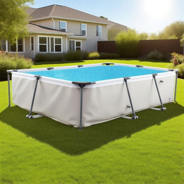 Coast Aufstellpool mit Filterpumpe – Rechteckiger Pool 300 x 207 x 66 cm – Grau