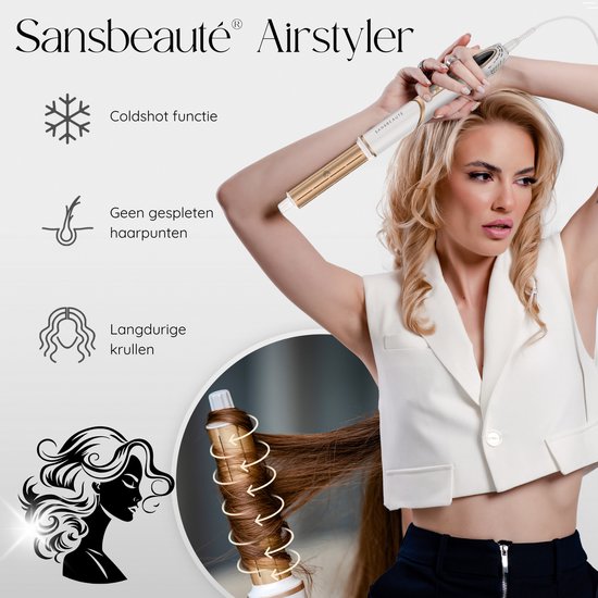 Sansbeauté® 7-in-1 Airstyler - Multistyler - Föhnbürste für kurzes Haar - Hairstyler - Föhnbürste - Wärmebürste - Lockenbürste - Lockenstab - Stylingbürste - Coldshot - Drehbares Kabel