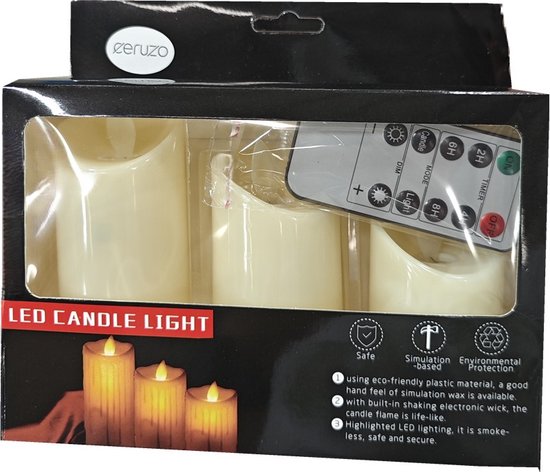 Led-Kerzen mit beweglicher Flamme - 3er-Set - inkl. Batterien-Fernbedienung-Timer