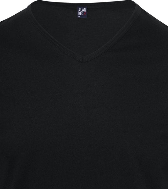 Alan Red T-Shirt Vermont – extra lang – V-Ausschnitt – schwarz