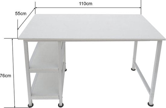 Schreibtisch Computertisch - mit Ablagefächern - weißes Metallholz - 110 cm breit