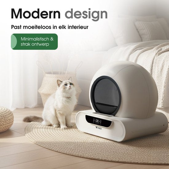 Vivex® Automatisches Katzenklo - Selbstreinigendes Katzenklo inkl. App - 75L - inkl. Matte und 5 Rollen Sammelbeutel - XXL
