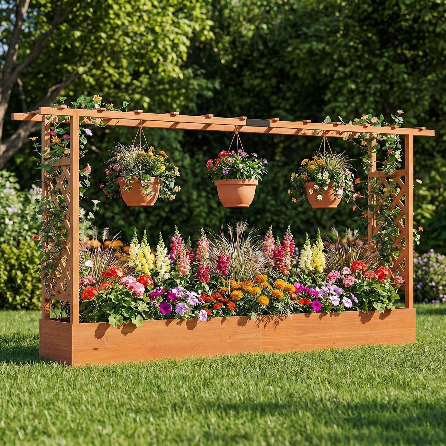 Coast Hochbeet aus Holz mit Pergola – Orange – 220 x 35 x 114 cm