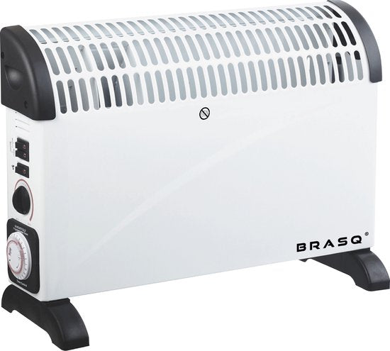 BRASQ - Elektrischer Konvektor - Turbofunktion und einstellbarer Thermostat - Kompakt und leise - Timer - 750/1250-2000 Watt - Heizung mit Überhitzungsschutz - Weiß - Elektroheizung