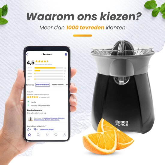 GoodForce Zitruspresse - Elektrische Orangenpresse - Obstpresse - Zitronenpresse