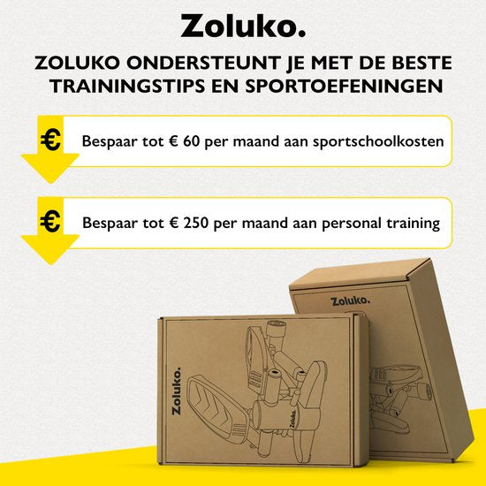 Zoluko Stepper mit Display - Inklusive Widerstandsbänder, Anti-Rutsch-Matte und E-Book - Stepper Fitness - Fitness Step - Mini Stepper - Step Fitness - Aerobic Step - Step - Stepper Fitness Gerät - Heimtrainer - Schwarz