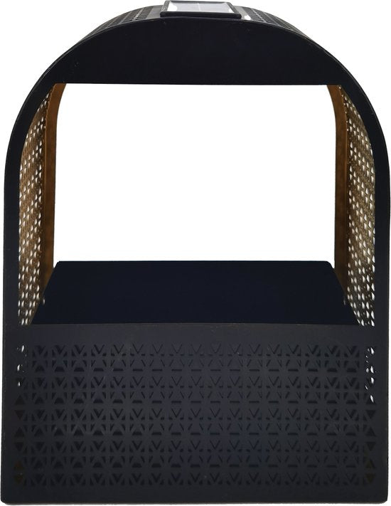Gadgy Solar-Wandleuchte mit abnehmbarem Blumenkasten – Solarbetriebene Gartenbeleuchtung – Warmweißes LED-Licht – 30 x 25 cm – Schwarzes Metall
