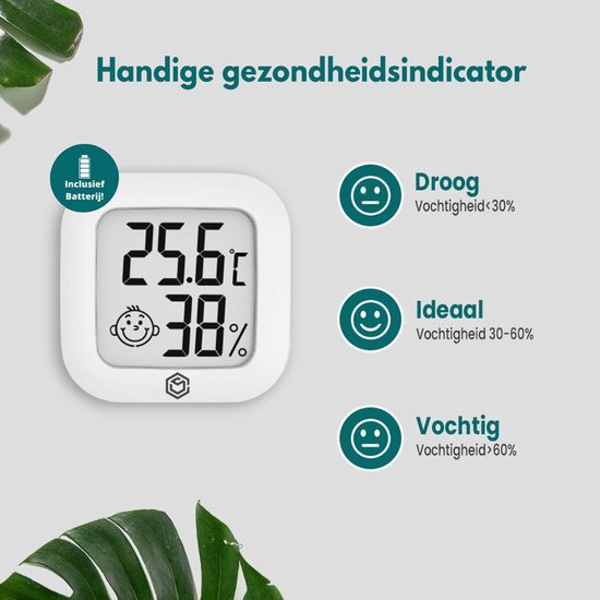 Ease Electronicz Hygrometer - Wetterstation - Luftfeuchtigkeitsmesser - Thermometer für Innenräume - inkl. Batterie und Klebestreifen