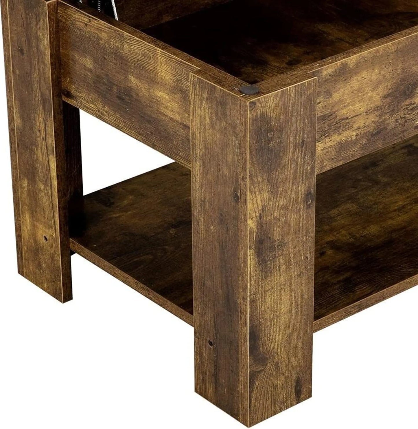 Yaheetech Couchtisch mit Lift-Top-Funktion - verfügt über versteckte Lagerung und Metall-Mechanismus und unten Regal - für Wohnzimmer und Büro - Vintage braun-schwarz Mdf und Metall - 98 x 50 x 41,8-55 cm