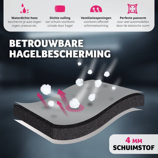 tectake Car Cover - Autoplane - Hagelschutz - Wasserdichte Decke - Atmungsaktiv - Elastische Autogarage - Autozubehör mit Aufbewahrungstasche - Kompatibel mit vielen Modellen - Größe (LxBxH) 406x165x120 cm - Small