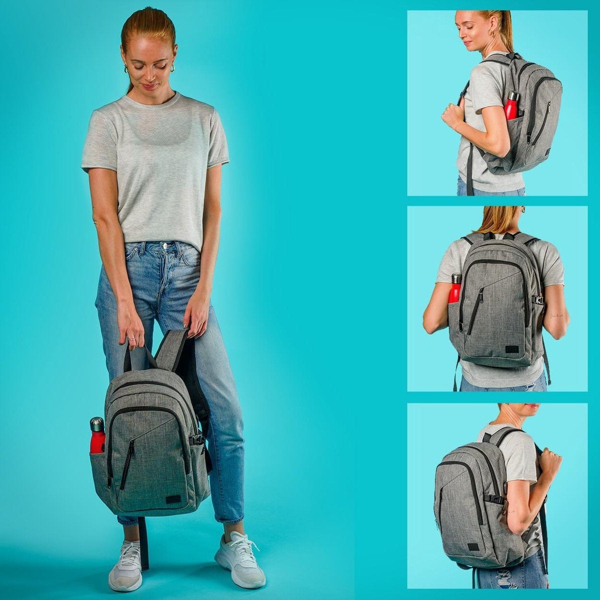 TRVLMORE Rucksack - 25L - 15.6 Zoll - Laptop-Rucksack - Schultasche - Unisex - Spritzwassergeschützt Grau