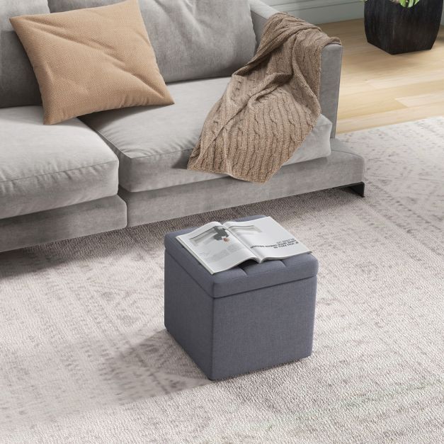 Coast Hocker - Aufbewahrung - 35L - Leinenpolsterung - 40 x 40 x 40cm - Grau