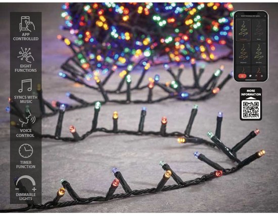 Luca Smart Lighting Snake Weihnachtsbaumbeleuchtung mit 1500 LED-Lämpchen – L 3000 cm – Mehrfarbig