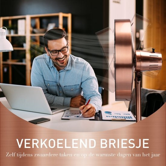 Lifetime Air Stativventilator - 230V - Höhe 85-125 CM - 3 Geschwindigkeiten - Oszillationsfunktion - Neigbar - Kupfer