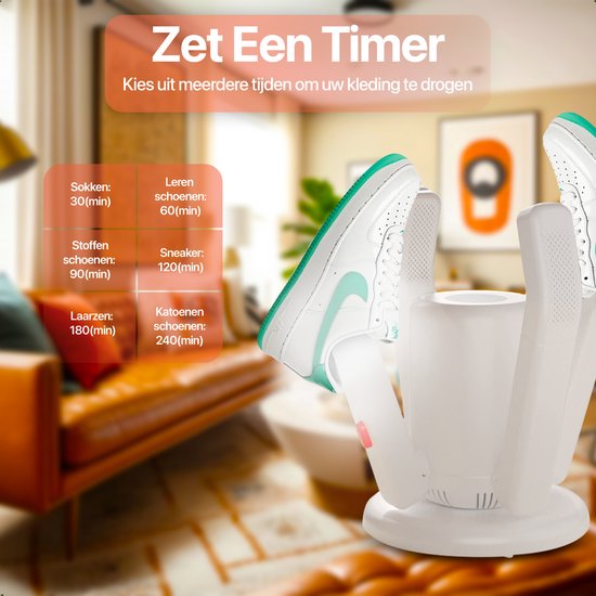 KRAFT Shoe Dryer Pro XL - 2 Paar Schuhe trocknen - UV-Sterilisation - Rosen-Salz Geruchsentferner - Schuh-Erfrischer - 2 Schläuche für lange Schuhe - Schuhtrockner Stiefel