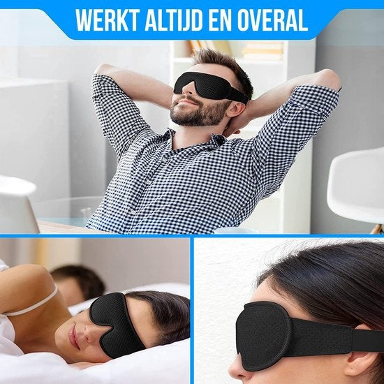 Strex Luxus Schlafmaske - 3D Ergonomisch - 100% Verdunkelung - Memory Schaumstoff - Schlafmaske - Augenmaske