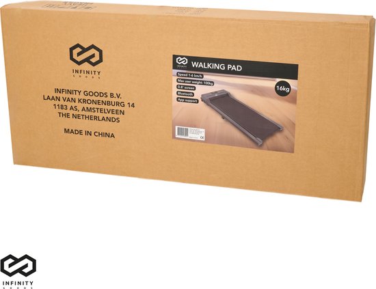 Infinity Goods Laufband für Zuhause - Mit Bluetooth - 1-6 km/h - 120 x 53 x 12 cm - Anthrazit