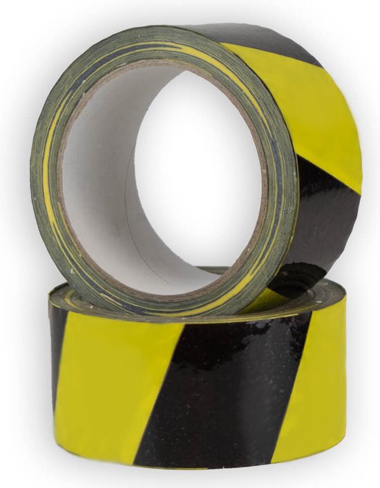 Perel Signalband, für Warn- und Markierungszwecke, auf Rolle, schwarz/gelb, 5 cm x 33 m