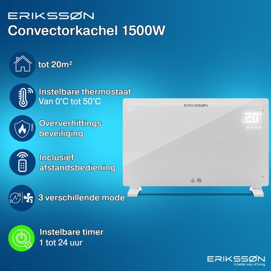 Erikssøn Elektroherd - 1500W Heizleistung - Weiß