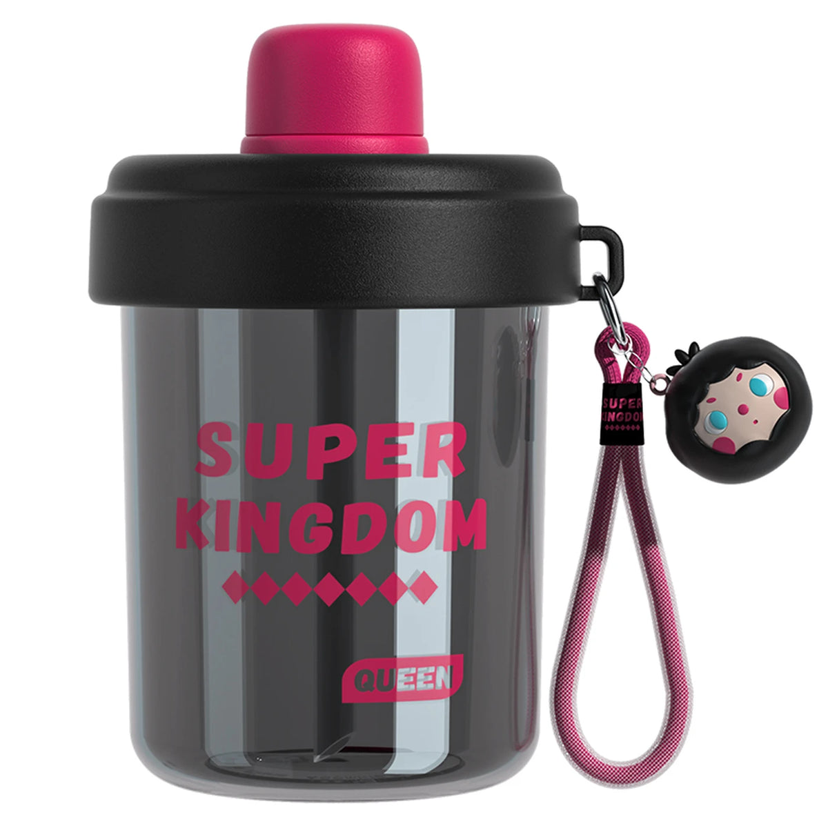 COOKER KING Bobo Doppelwandiges Trinkglas – 520 ml – Kunststoff – Schwarz – Rosa