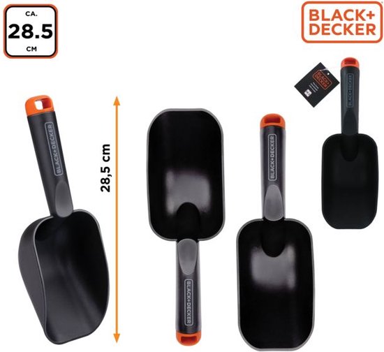 BLACK+DECKER Gartenschaufel - runde Ausführung - tiefer Boden - 28,5 CM - Schwarz