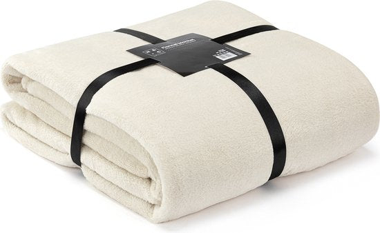 H&C Luxury Plaid 240x220 - Große Decke - Extra weich - Beige
