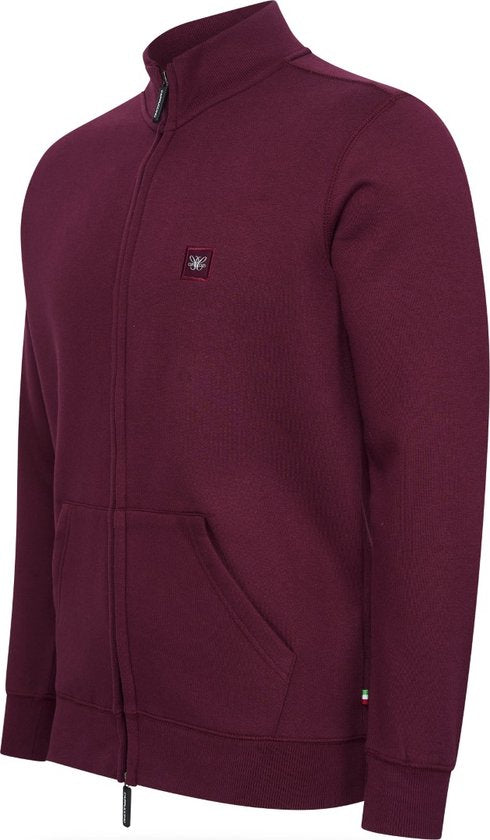 Cappuccino Italia - Herren Pullover Fleece Zip Jack - Rot - Größe XL