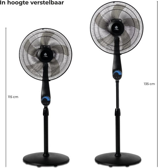 AirKing Stativ-Ventilator - Extra leise - Energieeffizient - 5 Geschwindigkeitsstufen - Schwarz