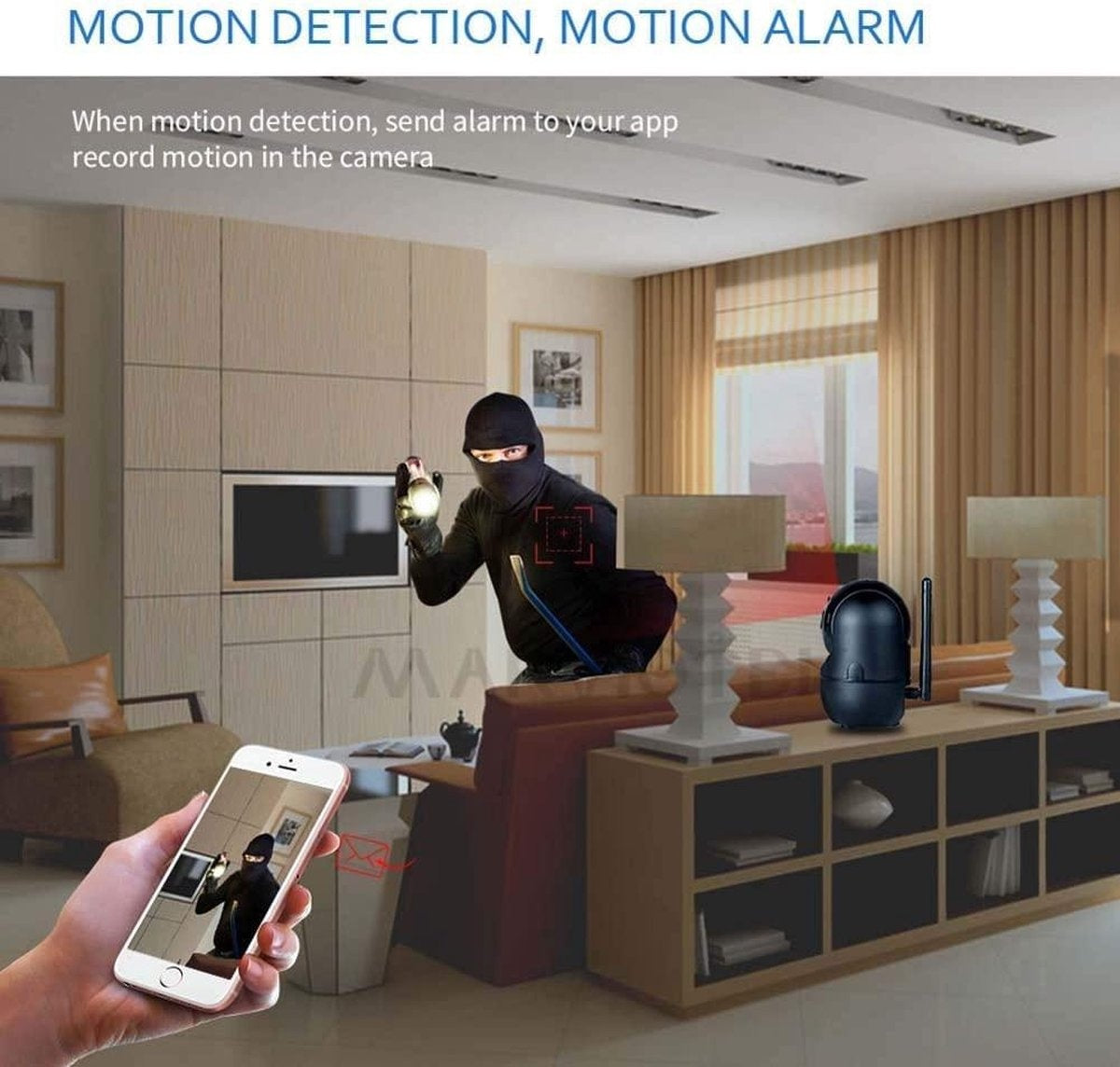 Fuegobird Indoor IP Kamera - 1080P - Sicherheitskamera - Haustierkamera - Babykamera - Kompatibel mit 2.4G/5G WIFI - Bewegungs- und Tonerkennung - Funktioniert mit App - Weiß