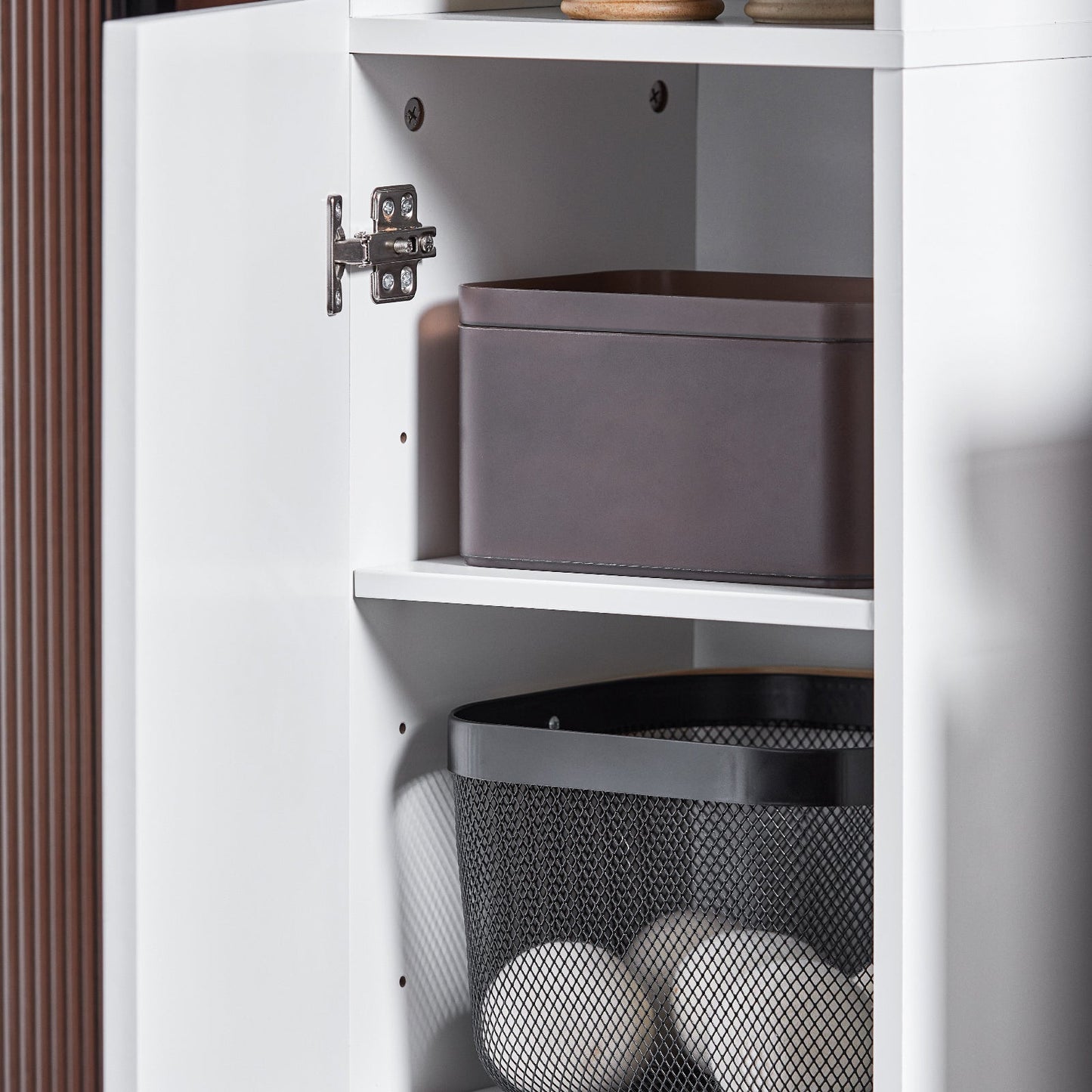 SoBuy BZR163-W Hoher Badezimmerschrank mit 2 Türen und 6 Fächern - Schmaler Aufbewahrungsschrank mit offenen Fächern - Weiß - 30x160x30 cm